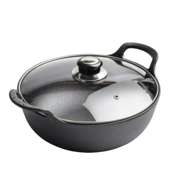 9 inch Cast Iron Wok with Handles, Grilling Pan, Use in the Oven, on the Stove, or on the Grill (9 inch) 9 inch without Lid