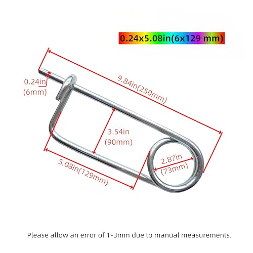 Steel Brooch Shape Open Safety pin Spring pin, Quick Lock line Lock pin Locking Fasteners for Farm Lawn Garden Hooks (0.24x5.08in(6x129 mm)-2Pcs) 0.24x5.08in(6x129 mm)-2Pcs