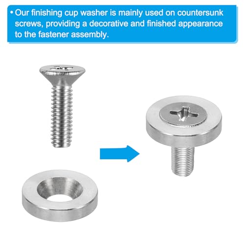 PATIKIL M6 Finish Countersunk Washer, 30pcs 18mm Dia. 4mm Tall Solid 304 Stainless Steel CNC Cup Washer Flat Screw Head Gasket for Constructions M6 x 18mm x 4mm 30