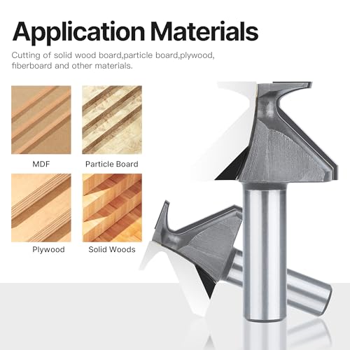 HUHAO 1/2" Shank R18 Arc Bending Router Bit, Carbide Chamfer Router bit, Arc Bending Integrated Seamless Knife Router Bits, Woodworking Router Bits for Milling Cutter with Integrated Knife, 2 Flutes R18 Seamless