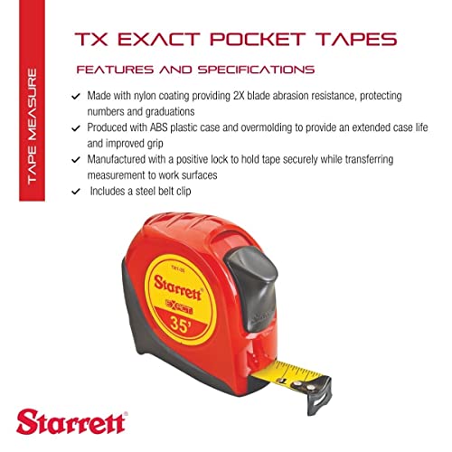 Starrett Exact Tape Measure, 1" Width x 35' Length