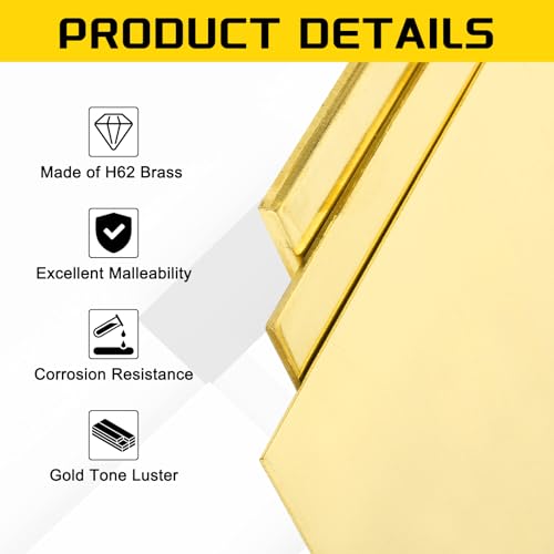 MECCANIXITY Brass Sheet, 8" X 8" 18 Gauge(1mm) Thickness H62 Brass Metal Plates Thin Metal Sheets with Gloves for Craft DIY Model Jewelry Electrical Repair Industrial, Pack of 1, Gold 8" x 8" 18 Gauge(1mm)