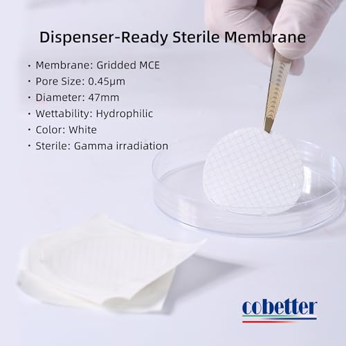 MCE Gridded Membrane Filter, 47mm 0.45μm, Sterile, Individual Pack, 100/PK