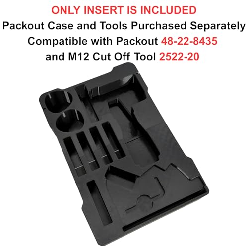 Insert for Milwaukee M12 Cut Off Tool 2522-20, Compatible with Packout Compact Organizer 48-22-8435, Tool, Battery, Grinding and Cutting Disc Storage