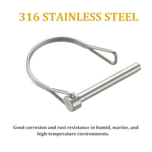 Pack of 4 Trailer Coupler Pin, Wire Lock Pin, 316 Stainless Steel Hardware Pin 1/4" (6.3 mm) Diameter, 2-3/4" (70 mm) Length, Heavy Duty Safety Coupler Pin 1/4" x 2-3/4 "