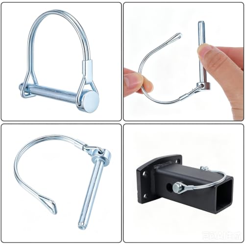 24 Pack Wire Lock Pins, 1/4 x 2 Inch D-Shape Heavy Duty Plated Hitch Pin