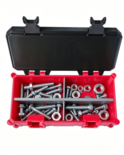 Double Feet Mounting Tool Box For Milwaukee Packout Mini Crate | Storage Organizer for Tools | Small Tool Holder, Black & Red
