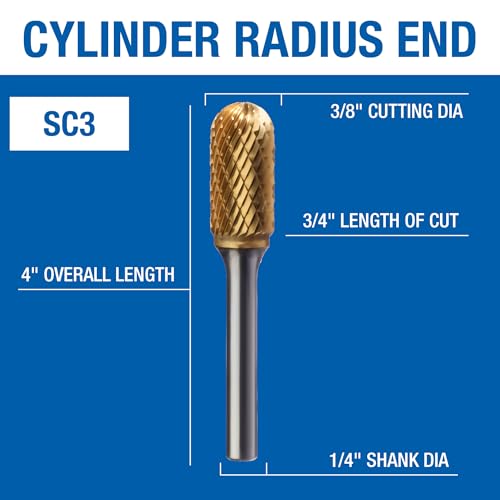 Champion Cutting Tool SC3 Double Cut TiN Coated Carbide Bur