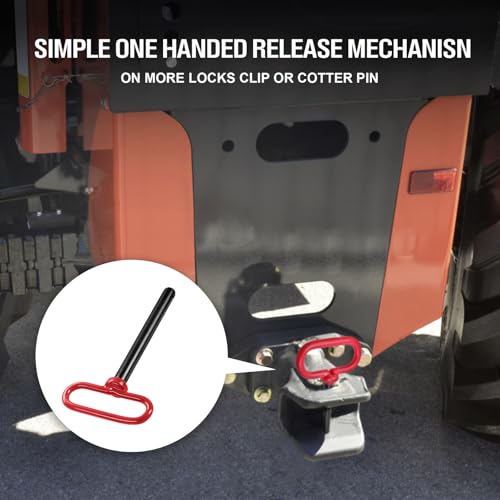 2pcs Trailer Hitch Pin 5/8 x 5-1/2 Inch, Tractor Hitch Pin with R-Clip Pin for Lawn Mower, Tractor, Trailer - Red Handle 2
