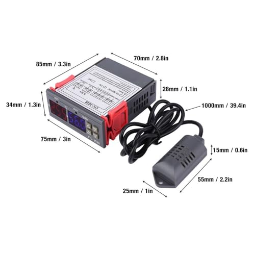 STC-3028 Digital Temperature Controller – Dual Display Thermostat for Refrigeration & Heating Equipment, 0-100℃ Range with Integrated Sensor(12V) 12V
