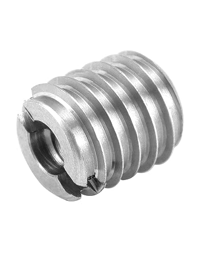 QWORK Stainless Steel Threaded Insert for Hard-Wood, 10-24 Internal Threads 20 Pack 0.5" Long Nut Inserts for Hardwoods, Softwoods, Plywood and Composites