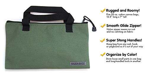 Rugged Canvas Tool Bags, Heavy-Duty Tool Organizers, Tool Holders (Set of 5)
