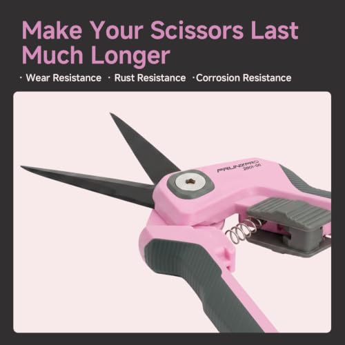 PrunePro® Garden Scissors Precise Cuts for Women Lightweight Sharp Snip Pink 1