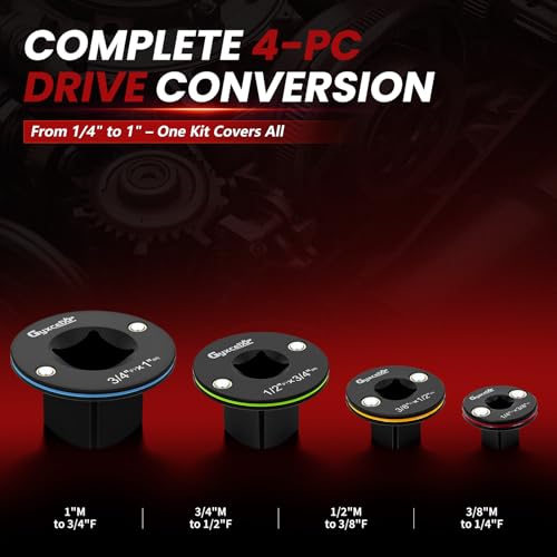 Upgraded Low Profile Impact Socket Adapter Set for Tight Spaces, Cr-Mo,4PC