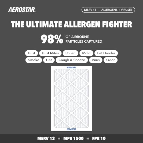 Aerostar Air Filter 12x20x1 MERV 13 AC Filter, HVAC, Furnace Filter, 6 Pack