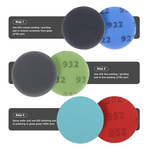 Glass Repair Kit Grinding Polishing Abrasive Disc Mesh Net Sanding Pads Kit for Glass Scratch Removal3Pcs/Pack (6 inch) 6 inch