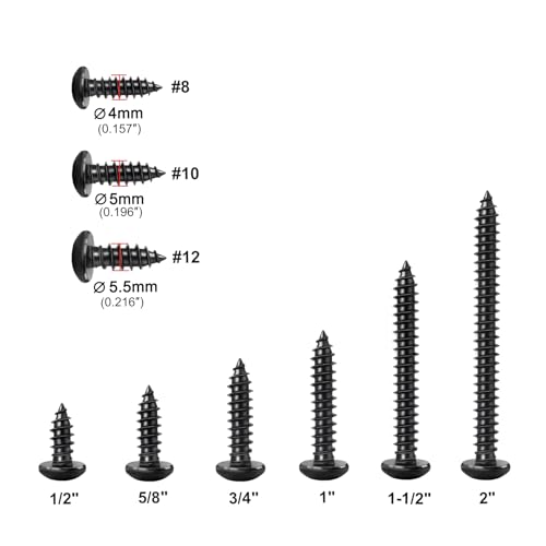 #12x1-1/2 Phillips Pan Head Black Wood Screws 100pcs HS/ZGLS-02 #12 x 1-1/2"