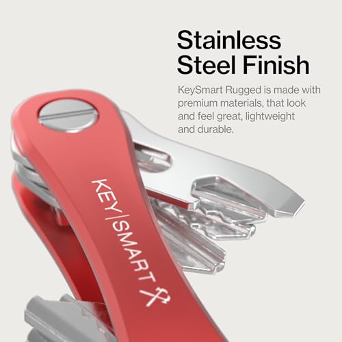 KeySmart Rugged Keychain Multitool Key Holder, Up to 14 Keys Red 1 Pack