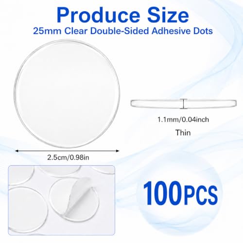 100 Pcs Double Sided Adhesive Dots for Car Dashboard, 1 Inch Clear Round Sticky Pads, Removable Double Sided Mounting Tape for Car Phone Mounts, Dashboard Decor and Car Interior Accessories