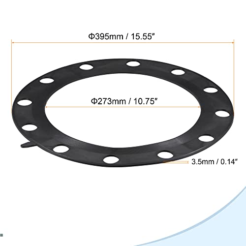 MECCANIXITY Rubber Flange Gasket Full Face for 10 Inch DN250 Pipe 12 Bolt Hole Black Flat Washer