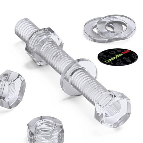 Pack of 30 Transparent Clear Plastic Acrylic M6 x 50mm Nuts & Bolts, Acrylic Plastic Screws, Hexagon Head, 15/64 x 1 31/32
