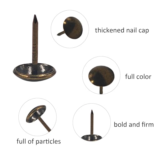 200PCS 16 * 20mm Upholstery Tacks, Decorative Furniture Nails, Round Head Bronze Thumb Tacks for Sofa, Chair, Cork Board, DIY Projects 0.63"