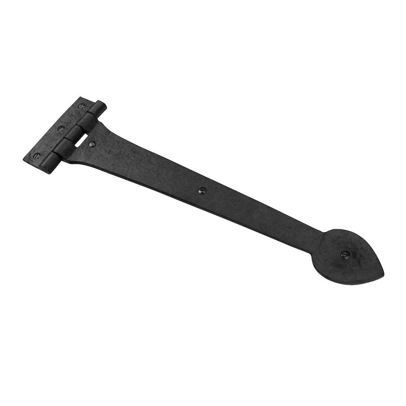 Renovators Supply Manufacturing Gate Hinges 15 in. Black Wrought Iron Spade Tip Strap Hinges for Gates and Doors with Mounting Hardware Pack of 1