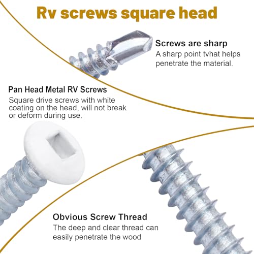 White Square Drive Trailer Exterior Self Tapping Screws #8x1/2 200 Pack