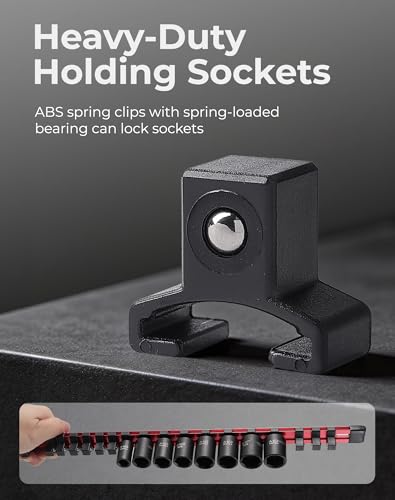 ALOANES 3PC Heavy Duty Aluminum Build Quality Socket Organizer 3PC, 1/2-inch Drive Red