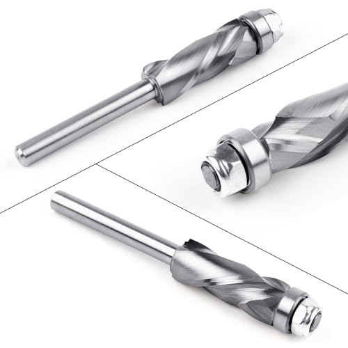 Extra-Long Bottom Bearing Spiral Flush Trim Router Bit 1/4" Shank