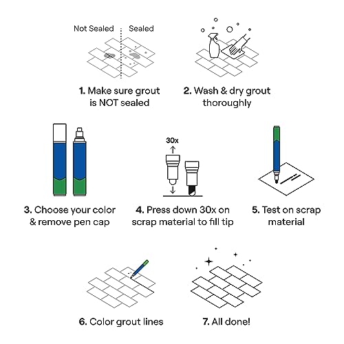 Grout Pen Light Grey Tile Grout Paint Marker - Narrow 5mm Tip (7mL) Narrow Tip