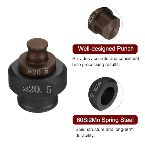 HARFINGTON Hydraulic Hole Punch Die 20.5mm Precise Round Hole Electric Punching Kit for MHP-20 JP-20, Burgundy & Black