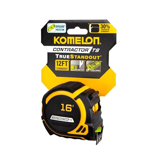 Komelon 16-Ft Contractor TS Wide blade Tape Measure with Backside Printing, Manual Lock, Long Standout (93416) 4.9 m WIDEBLADE - 16FT