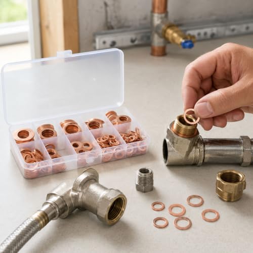 350 Pcs Copper Metric Sealing Crush Washers Assortment Kit