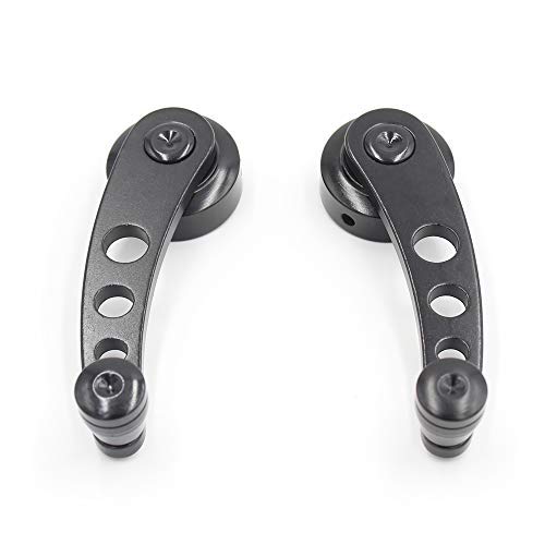 2Pcs Universal Car Window Handle Winder Riser Replacement Winder Crank Riser Window Handles Aluminum Alloy (Black) Black