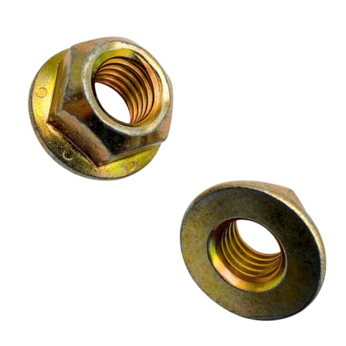 7/16"-14 Grade G All-Metal Flange Top Lock Nuts (20 Pack) – Heavy Duty Yellow Zinc Coarse Thread Locking Fasteners, High Temperature & Vibration Resistant Steel All-Metal Flange Top Lock Nut – 20 Pack