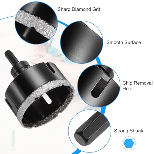 HARFINGTON Diamond Core Drill Bit 3.15"/80mm Dia Diamond Hole Saw Kit for Tile Porcelain Ceramic Marble Stone 3.15"