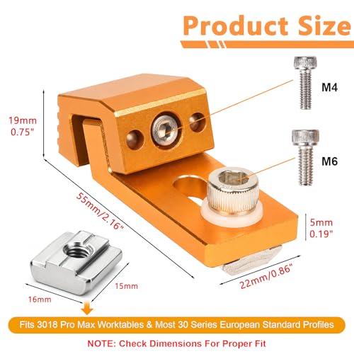 Fuzqq CNC Clamps, Aluminum Hold Down Clamps for Woodworking, Low Profile Side Clamps, Compatible with 3018 CNC Router, T-Track & Perforated Table, Strong Workholding for Milling & Engraving, 4PCS 4-PCS
