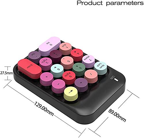 FELICON Wireless Numeric Keypad 18 Keys with 2.4G Mini Portable Silent Number Pad USB Receiver Financial Accounting Keyboard Extensions for Laptop Desktop PC Pro（Black Mix） Black Mix
