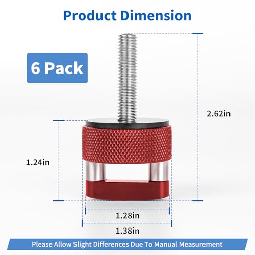 Keycci Aluminum Hard Top Quick Removal Fastener Thumb Screw, Compatible with J eep Wrangler JK 2007-2018 JL 2018-2022 & Gladiator JT, Integrated D Ring, 6 PCS (Red) Hard Top Screws-Red