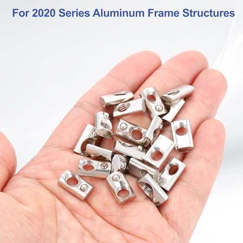 PATIKIL M6 Half Round Roll in Spring t Nuts, 100 Pcs 2020 Series Carbon Steel t Slot Spring Nuts for 6mm Aluminum Extrusion Profile 3D Printer DIY Tools Furniture Assembly, Silver
