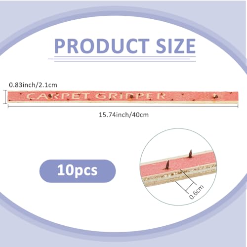 SUPERFINDINGS 10PCS Carpet Tack Strips with Nails Plywood Nailing Strip for Carpet Tufting Tack Strips with Nails for Subfloor Stairs Rug 15.7"