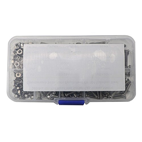 M3 Hex Socket Flat Head Screws with Nuts, 304 Stainless Steel, 260Pcs