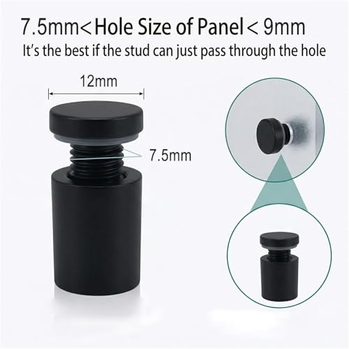 Lantee 20pcs Black Sign Standoff Screws, Stainless Steel Wall Mount Standoff Holders, Heavy Duty for 1/2" Thick Acrylic/Glass 1/2" x 1"(12x25mm) 1/2" x 1" / 12 x 25mm 20