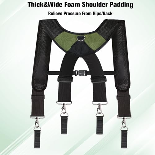 Tool Belt Suspenders, Adjustable Tool Belt for Men Green