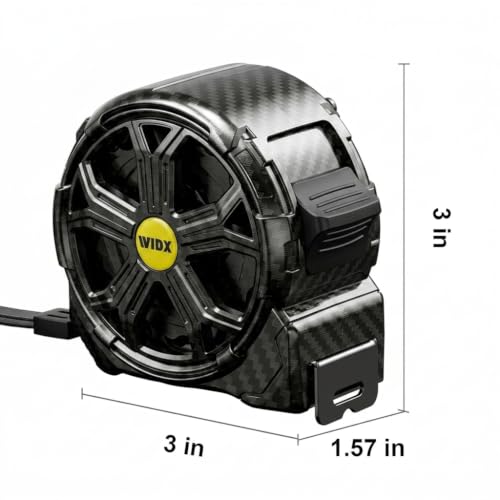25Ft Measuring Tape Retractable Stainless Steel Carbon Fiber Style Pattern