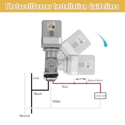 1 Pack Photocell Sensor for Outdoor Lights, 120VAC Dusk to Dawn Photocell Switch, IP54 Waterproof for Yard, Parking Lot, Street 1