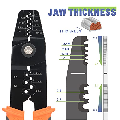 iCrimp Open Barrel Crimper for JST Molex TE Pins, Non-Ratcheting AWG 28-14