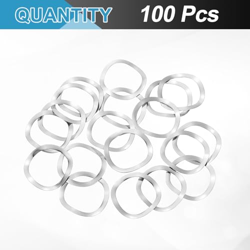 uxcell Wave Spring Washer, 100Pcs 1.14"x0.91"x0.01" (ODxIDxT) - 304 Stainless Steel Curved Washer for Screw Bolt, Wave Washers Gaskets for Machinery (Silver) 1.14"x0.91"x0.01" (ODxIDxT) 100