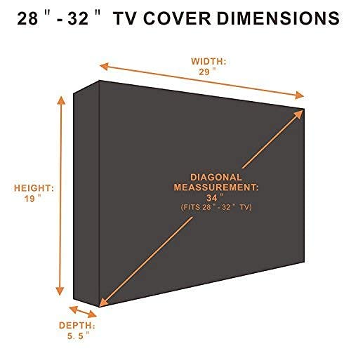 KOLIFE K LIFE Outdoor TV Cover 28 to 32 inches, Waterproof and Weatherproof, Fits Up to 30''W x 19''H for Outside Flat Screen TV 28'' - 32'' Black